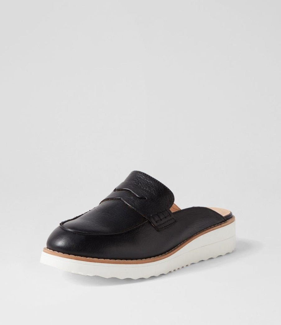 Shoes TOP END | Olmm Black White Leather Mules