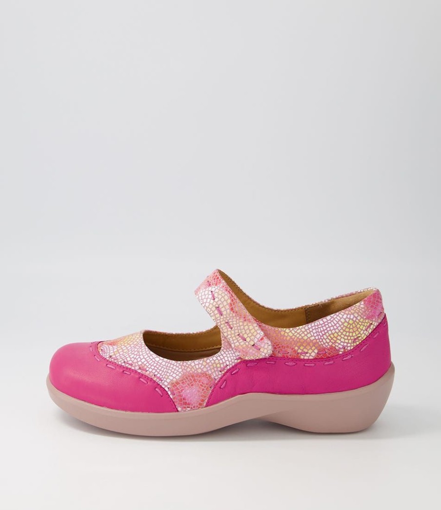 Shoes ZIERA | Gummibear W Fuchsia Pinwheel Leather Flat Shoes