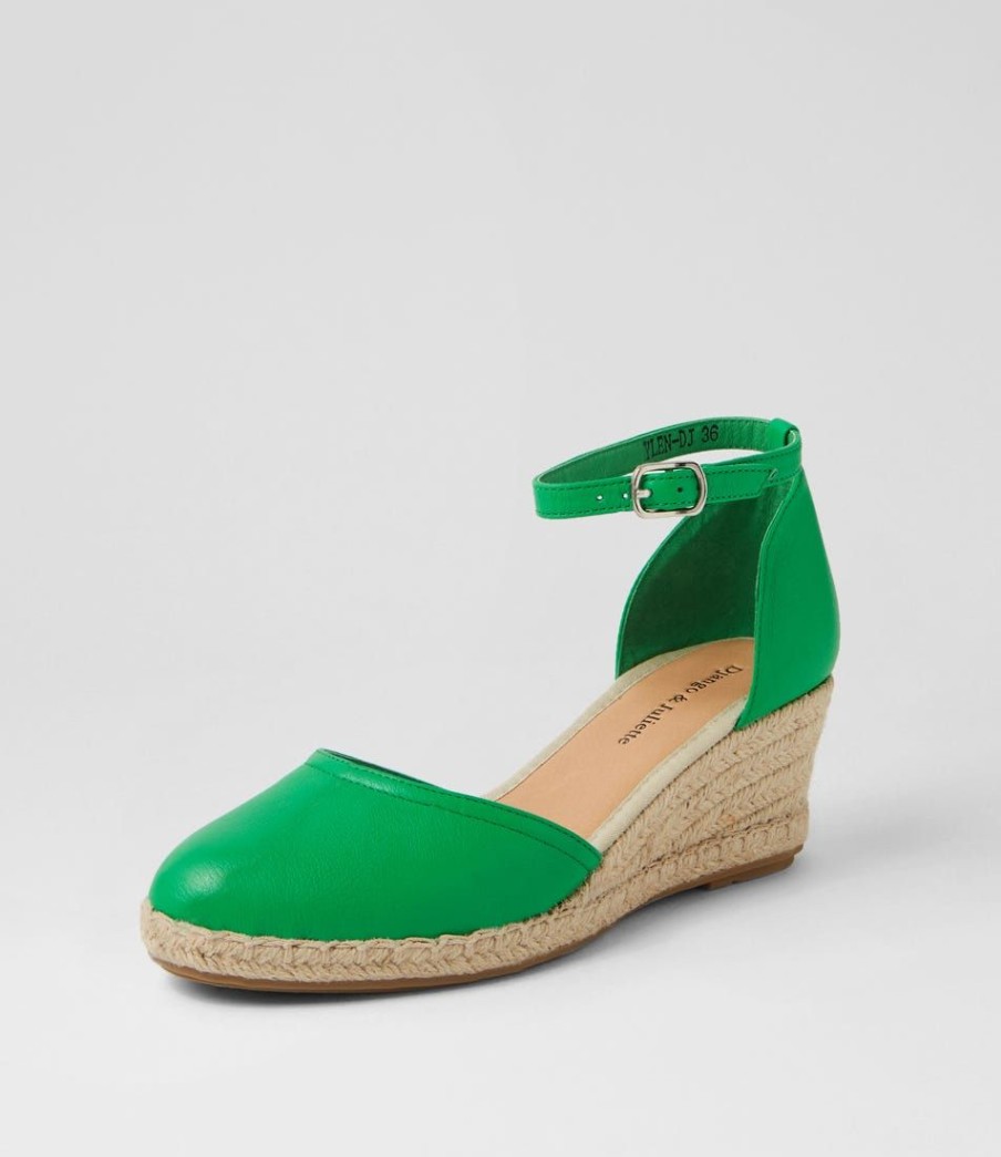 Shoes DJANGO & JULIETTE | Rylen Bright Emerald Natural Rope Leather Wedges