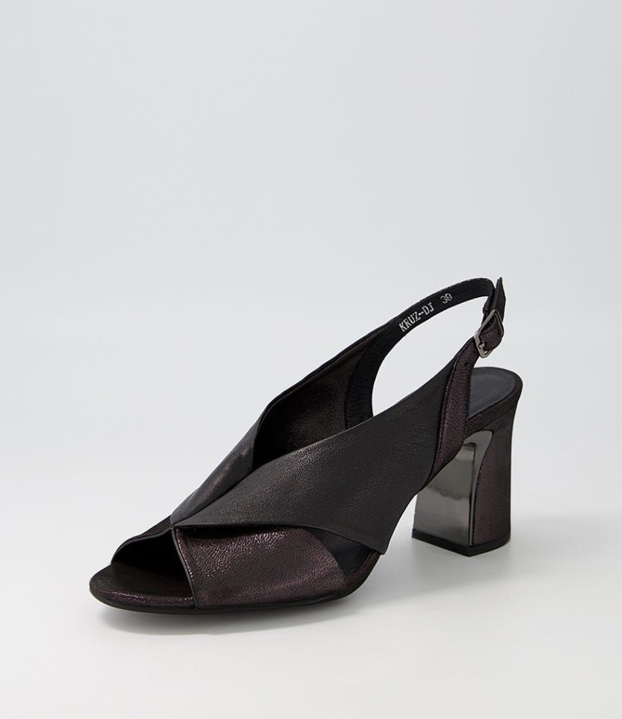 Shoes DJANGO & JULIETTE | Kruz Black Shimmer Leather Sandals