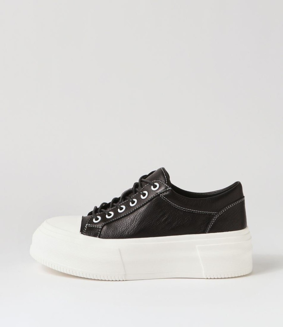 Shoes DJANGO & JULIETTE | Agot Black White Leather Stitch Sneakers