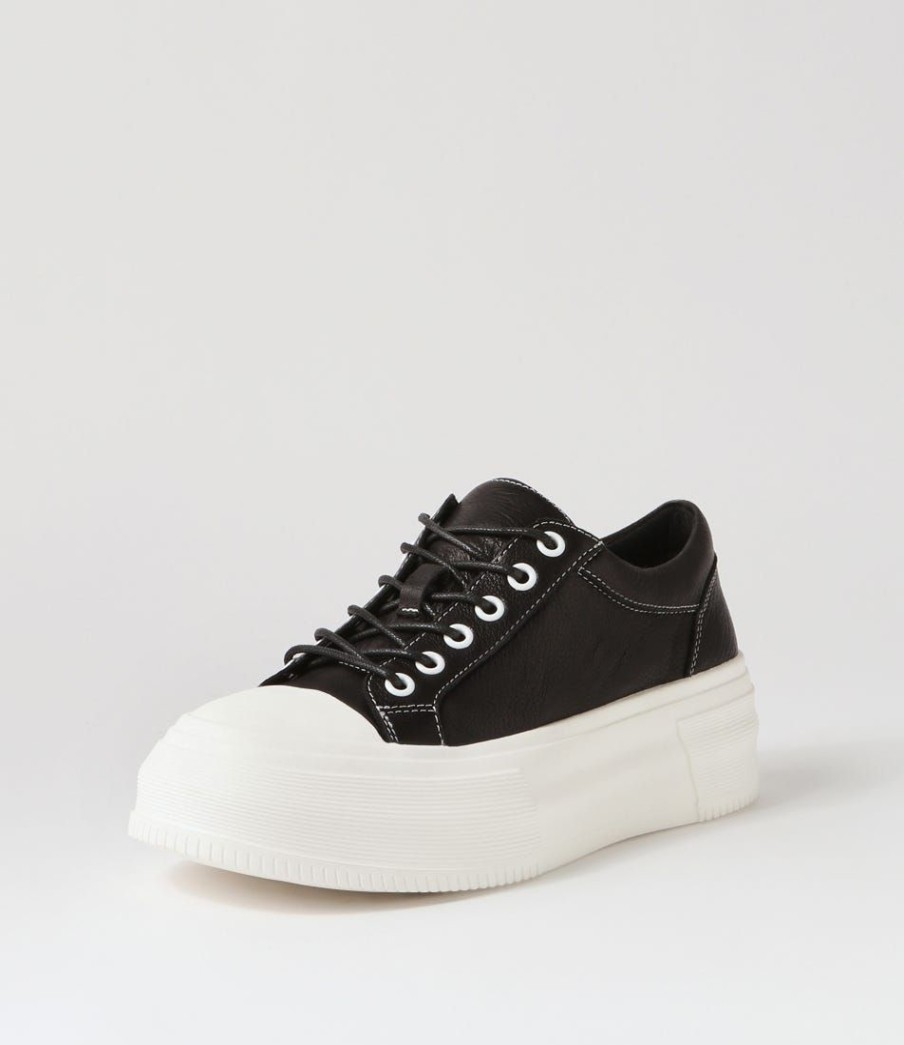 Shoes DJANGO & JULIETTE | Agot Black White Leather Stitch Sneakers