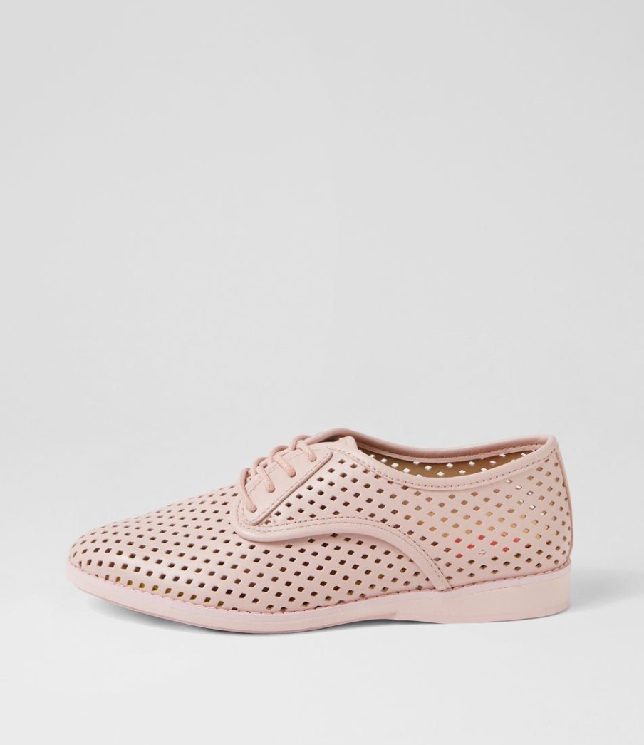 Shoes ROLLIE | Derby Punch All Pink Leather Lace Up Flats