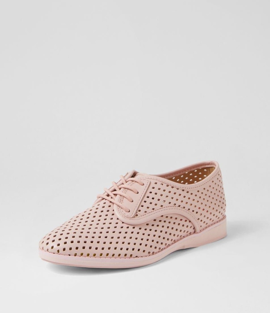 Shoes ROLLIE | Derby Punch All Pink Leather Lace Up Flats