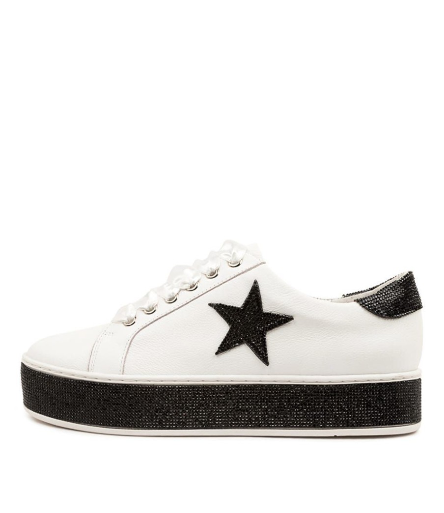 Shoes TOP END | Nicee To White Black Leather Jewels