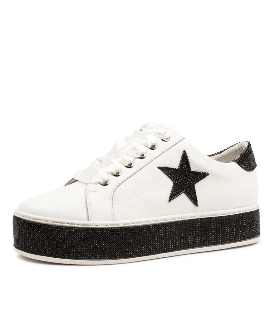 Shoes TOP END | Nicee To White Black Leather Jewels