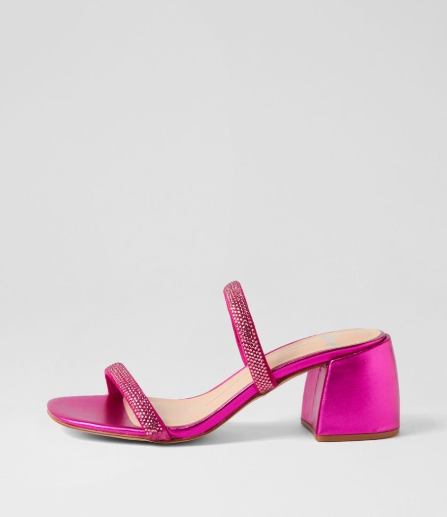 Shoes MOLLINI | Bonnii Fuchsia Metallic Jewels Leather Mules