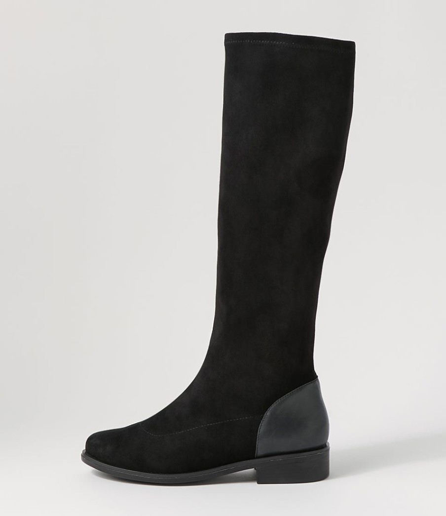 Shoes ZIERA | Svante Xf Black Stretch Microsuede Knee High Boots