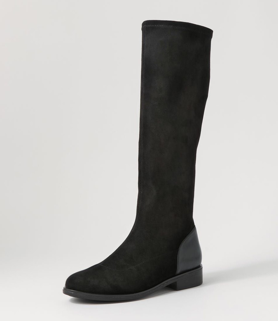 Shoes ZIERA | Svante Xf Black Stretch Microsuede Knee High Boots