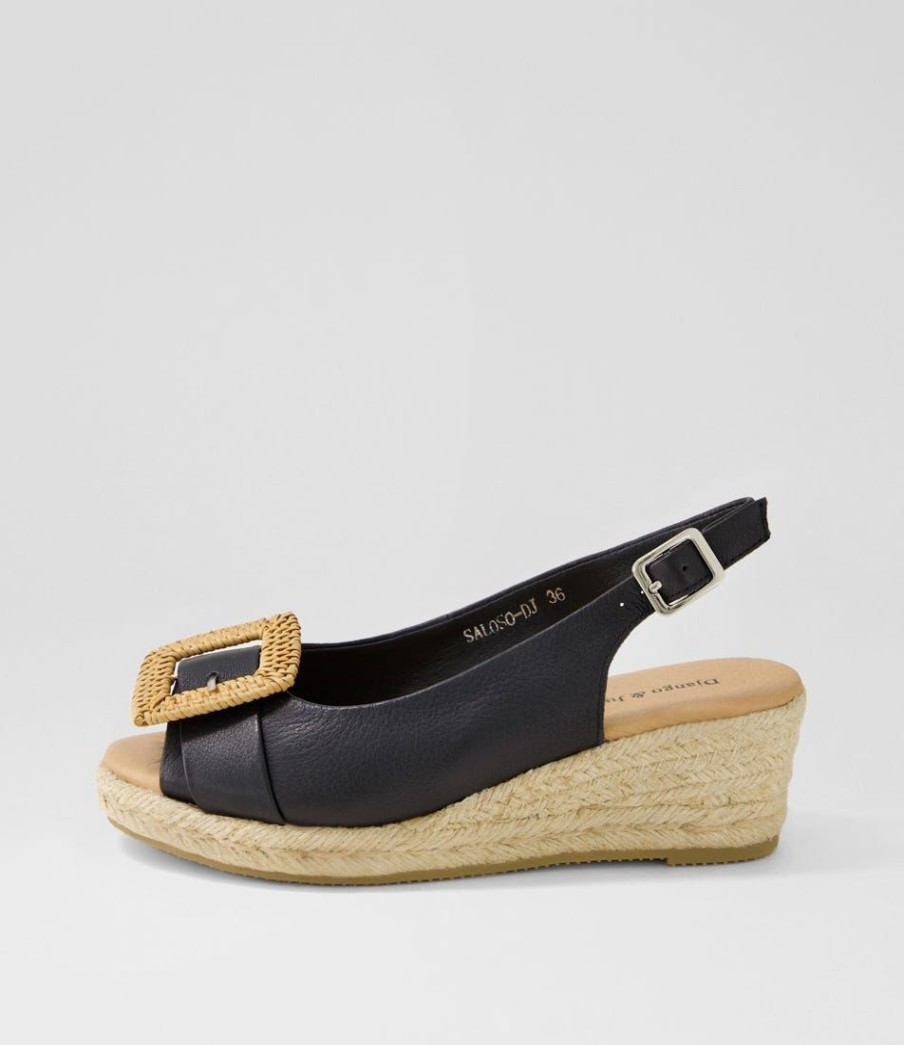 Shoes DJANGO & JULIETTE | Saloso Black Natural Leather Buckle Sandals