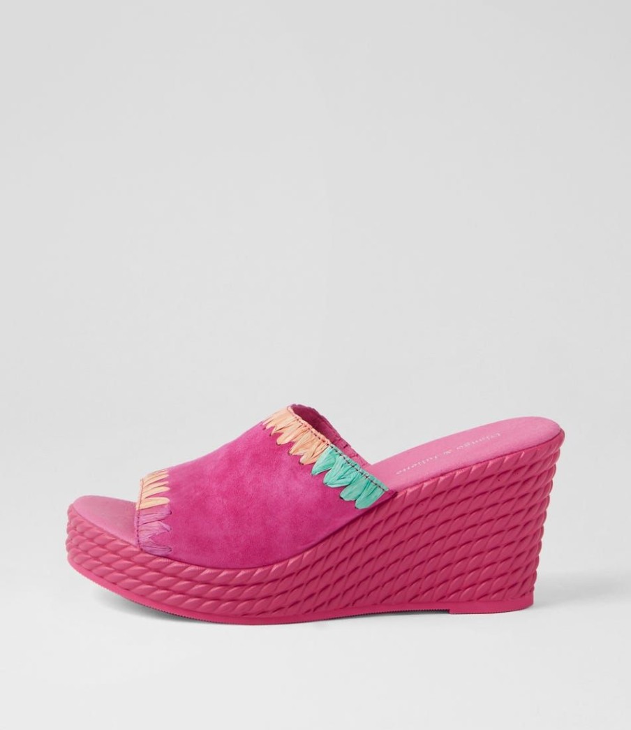 Shoes DJANGO & JULIETTE | Esmey Fuchsia Bright Suede Sandals