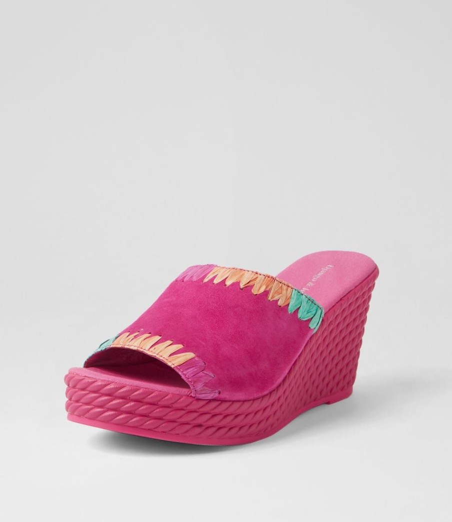 Shoes DJANGO & JULIETTE | Esmey Fuchsia Bright Suede Sandals