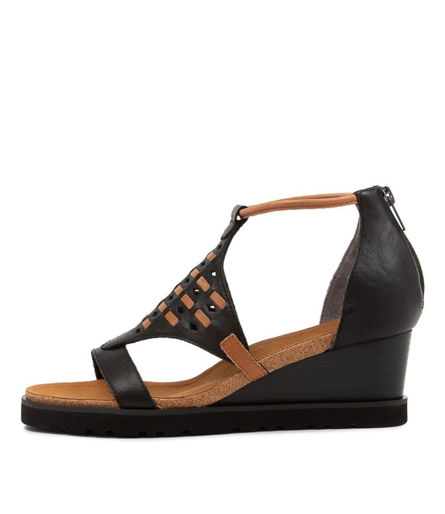 Shoes ZIERA | Pamilla W Black Tan Leather Sandals