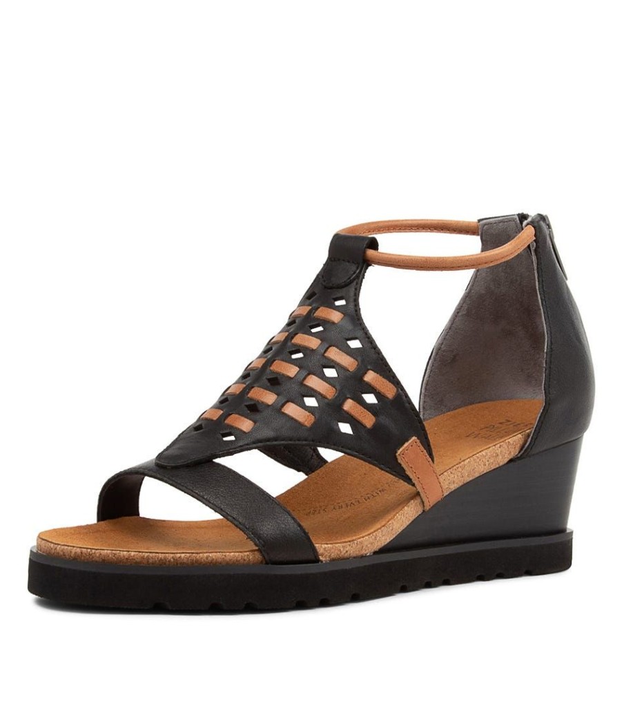 Shoes ZIERA | Pamilla W Black Tan Leather Sandals