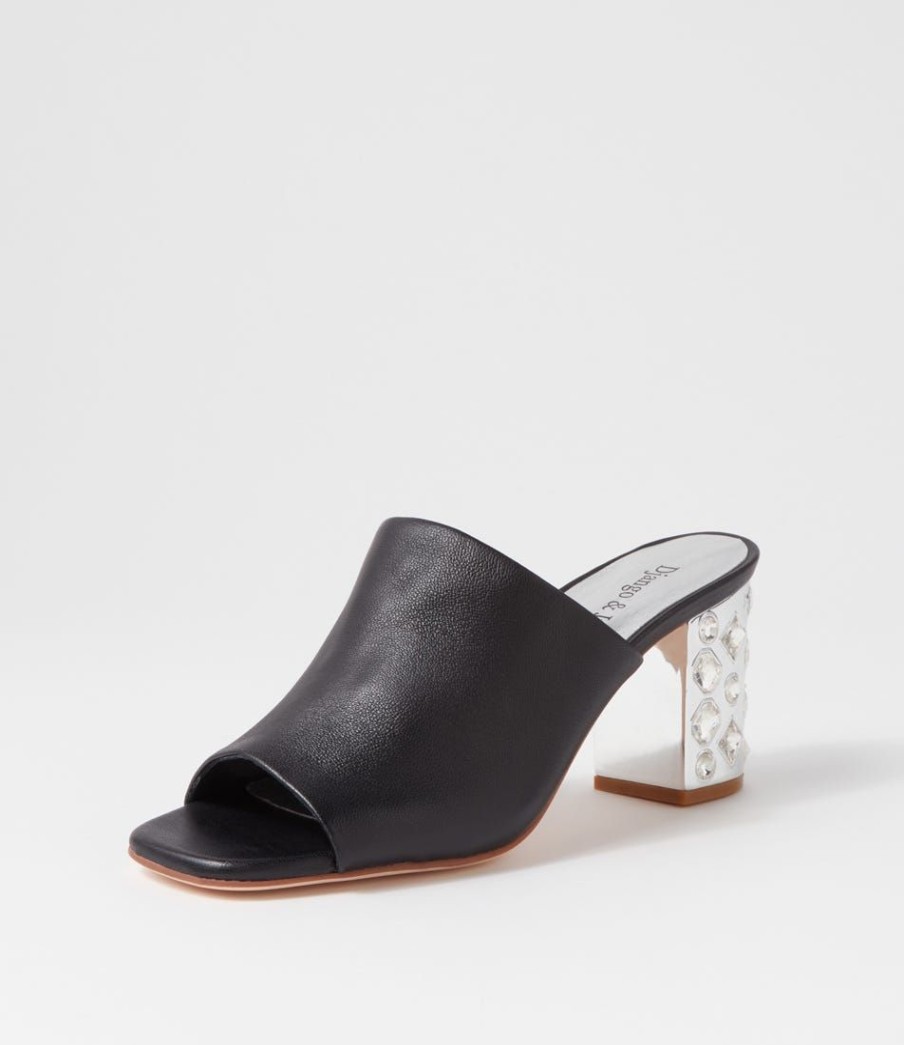 Shoes DJANGO & JULIETTE | Ublue Black Leather Mules