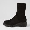 Shoes DJANGO & JULIETTE | Urina Black Stretch Microsuede Ankle Boots