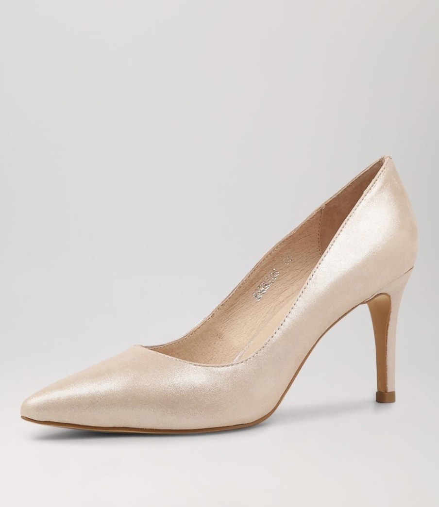 Shoes TOP END | Barrios Nude Shimmer Leather Heels