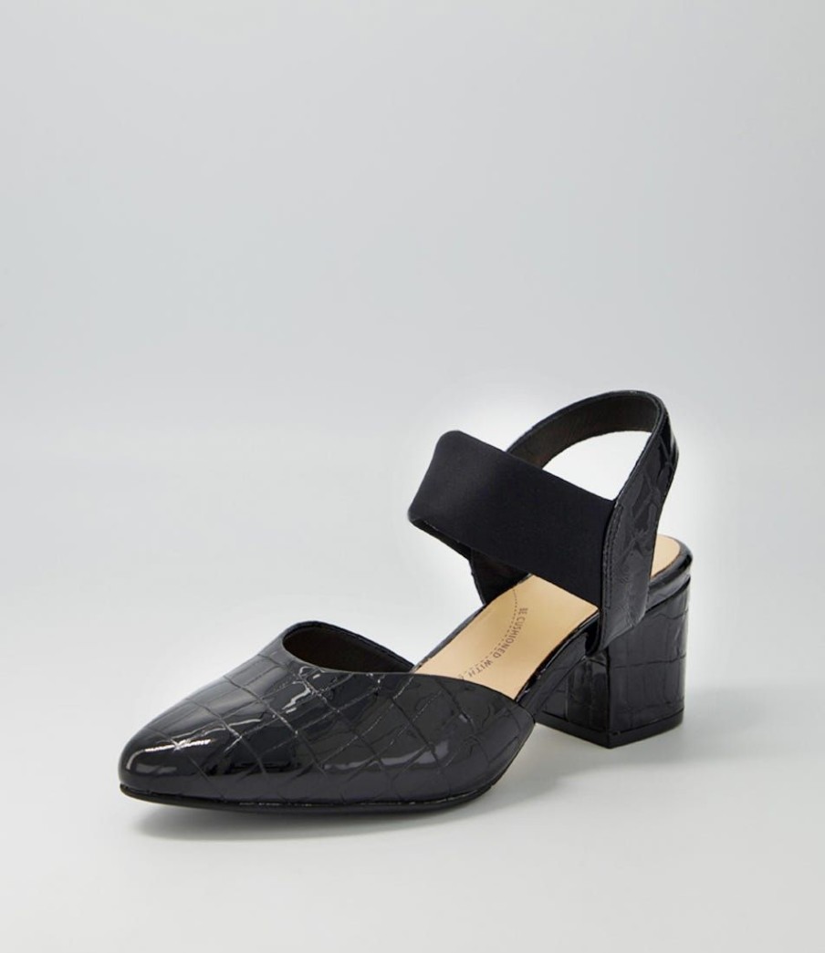 Shoes ZIERA | Velias Xw Black Patent Croc Heels