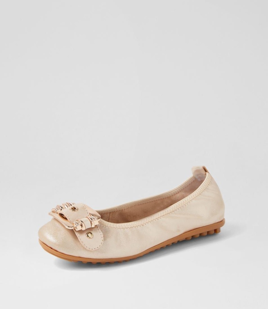 Shoes DJANGO & JULIETTE | Bellez Nude Shimmer Leather Ballet Flats