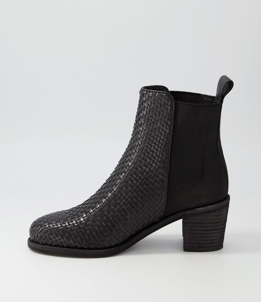 Shoes DJANGO & JULIETTE | Werson Black Weave Leather Ankle Boots