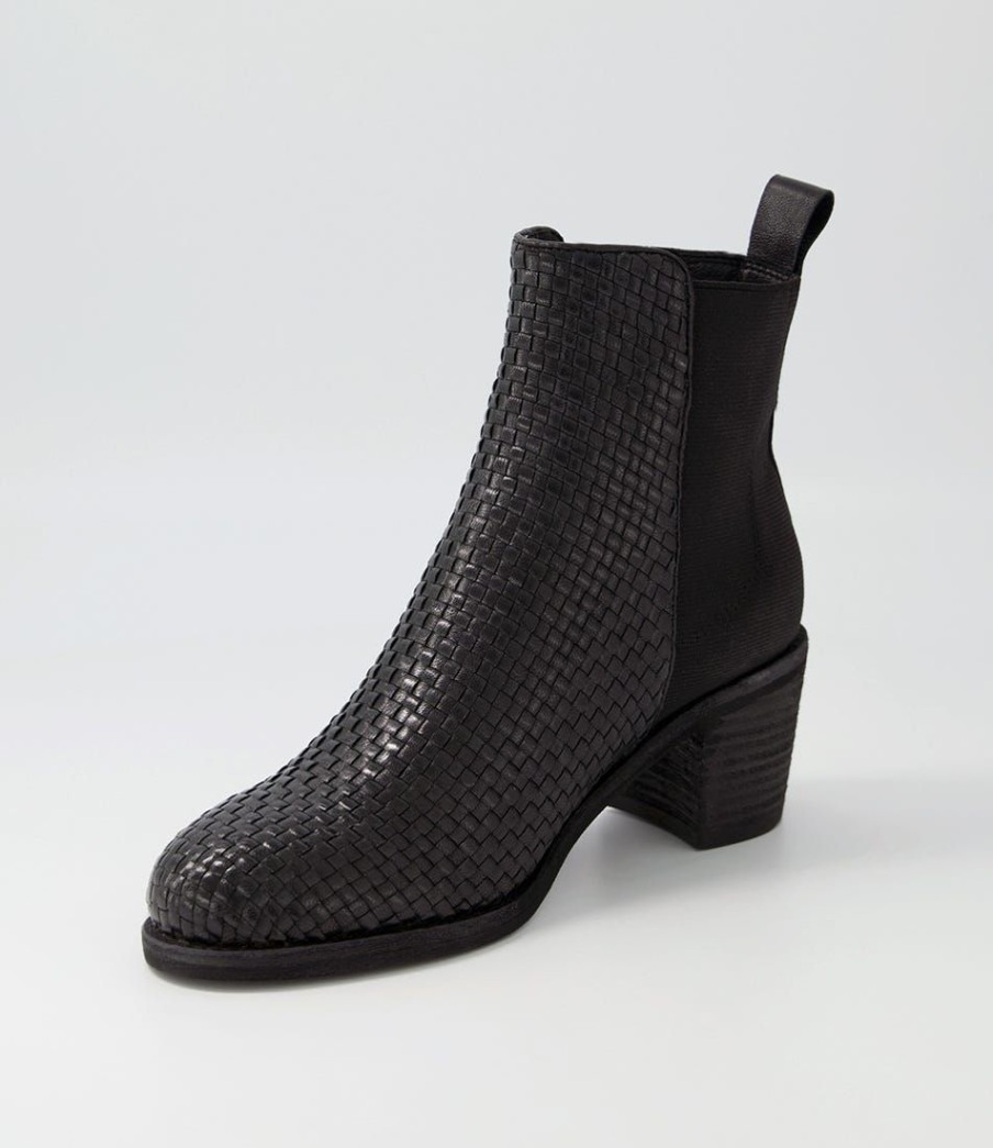 Shoes DJANGO & JULIETTE | Werson Black Weave Leather Ankle Boots