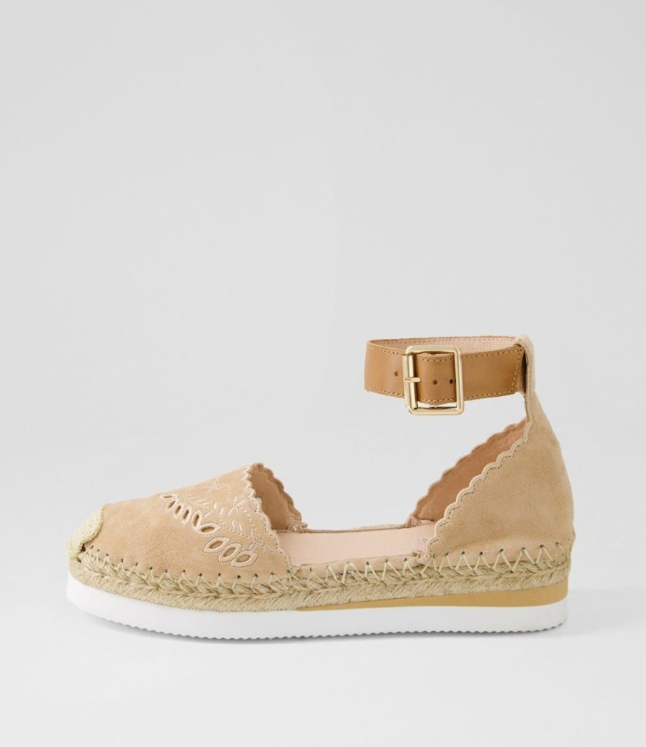 Shoes TOP END | Witteny Latte Tan Suede Leather Espadrilles