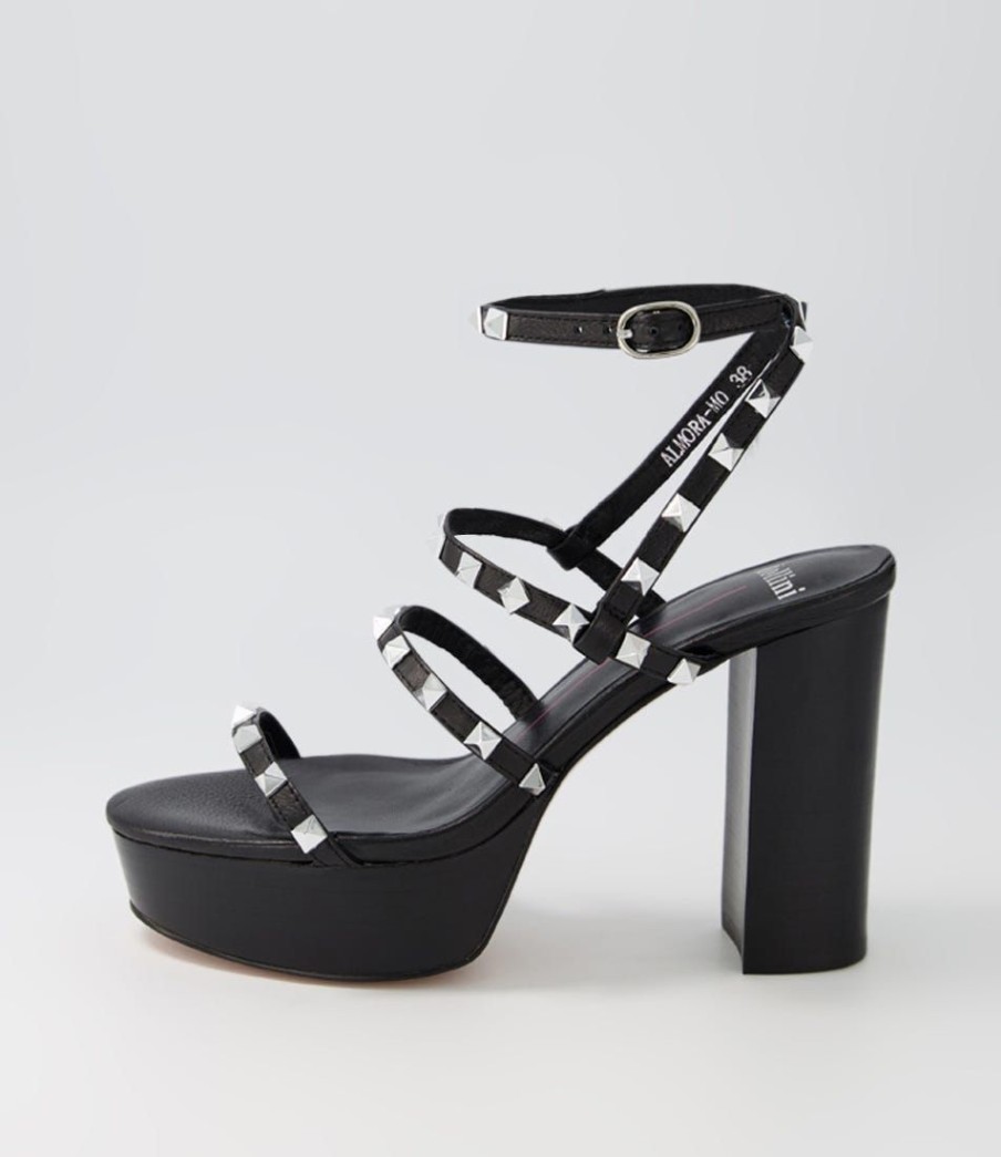 Shoes MOLLINI | Almora Black Silver Stud Leather Sandals