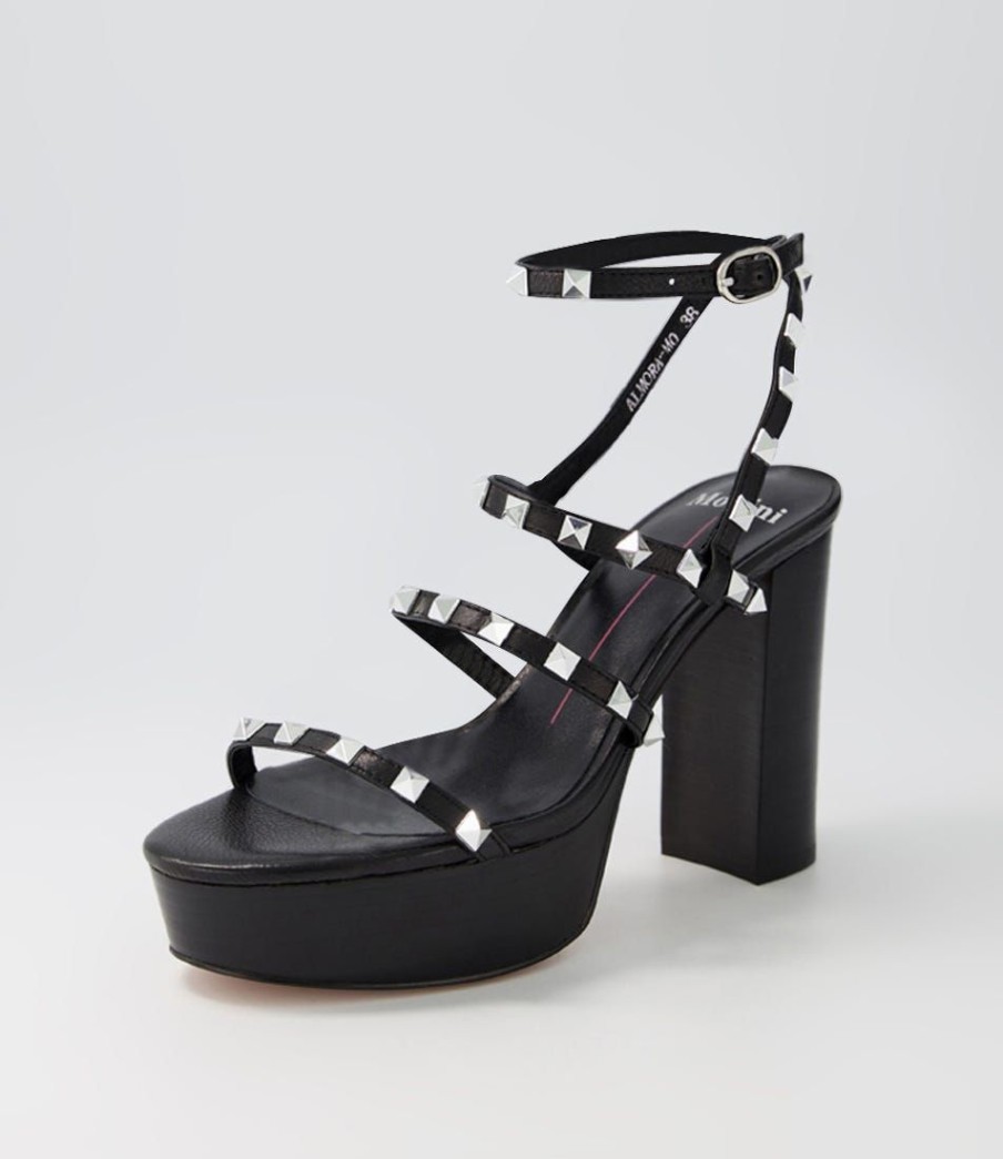 Shoes MOLLINI | Almora Black Silver Stud Leather Sandals