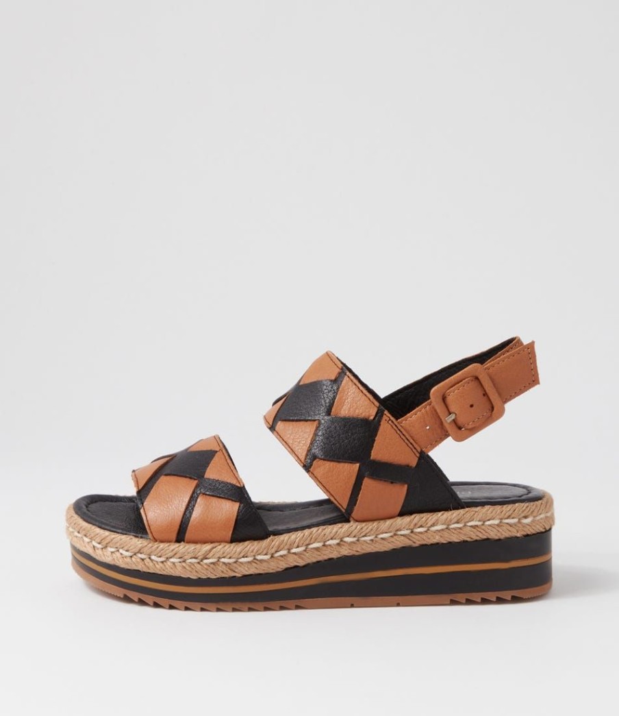 Shoes DJANGO & JULIETTE | Acke Black Dark Tan Weave Leather Espadrilles