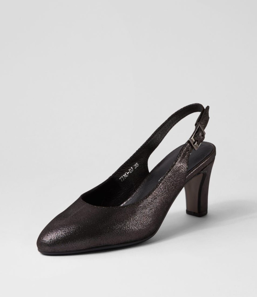 Shoes DJANGO & JULIETTE | Tino Black Shimmer Leather Heels