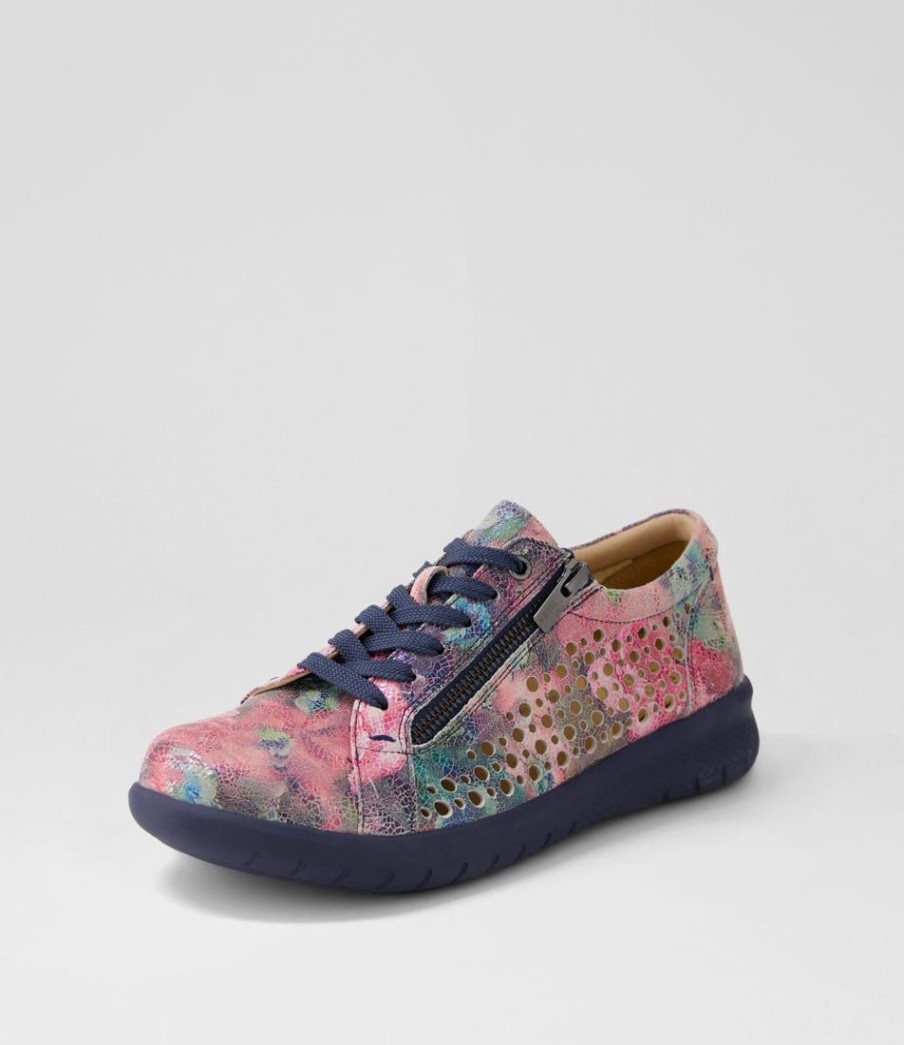 Shoes ZIERA | Shovo Xf Fuchsia Floral Leather Sneakers