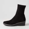 Shoes DJANGO & JULIETTE | Unax Black Stretch Microsuede Ankle Boots