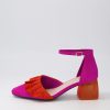 Shoes DJANGO & JULIETTE | Makiko Dark Fuchsia Orange Suede Mary Jane Heels