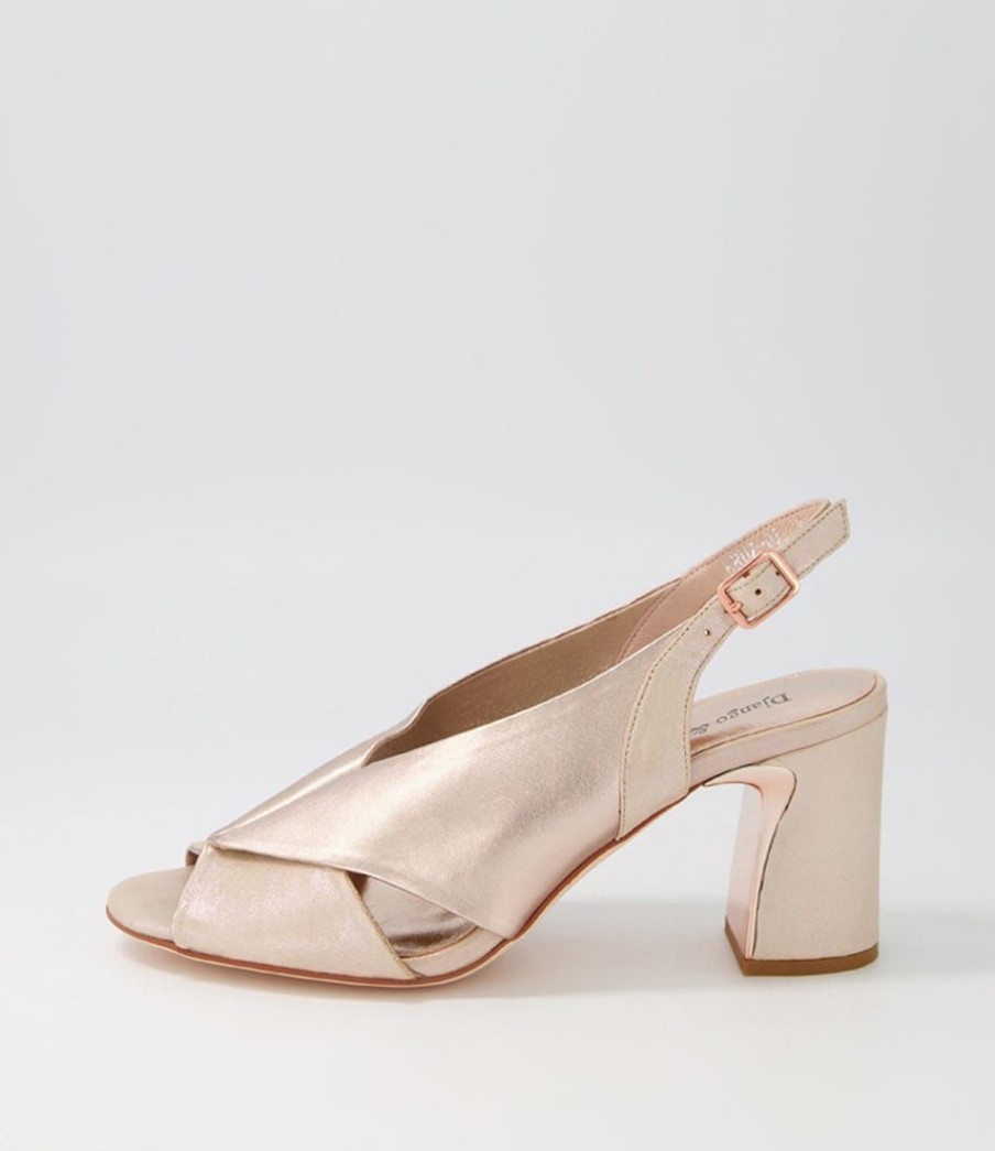 Shoes DJANGO & JULIETTE | Kruz Nude Rose Gold Shimmer Leather Sandals