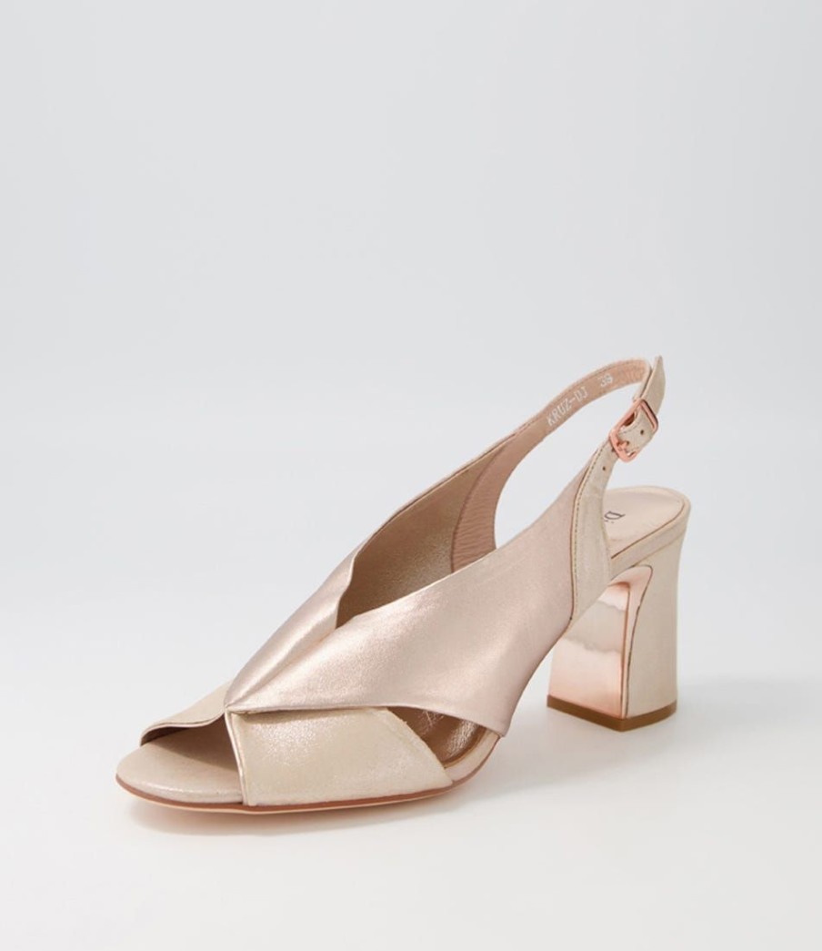 Shoes DJANGO & JULIETTE | Kruz Nude Rose Gold Shimmer Leather Sandals