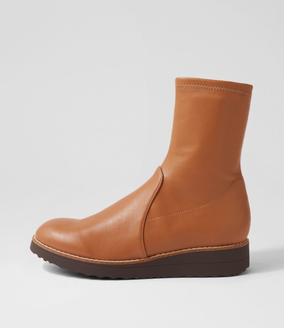 Shoes TOP END | Olissar Tan Choc Stretch Ankle Boots