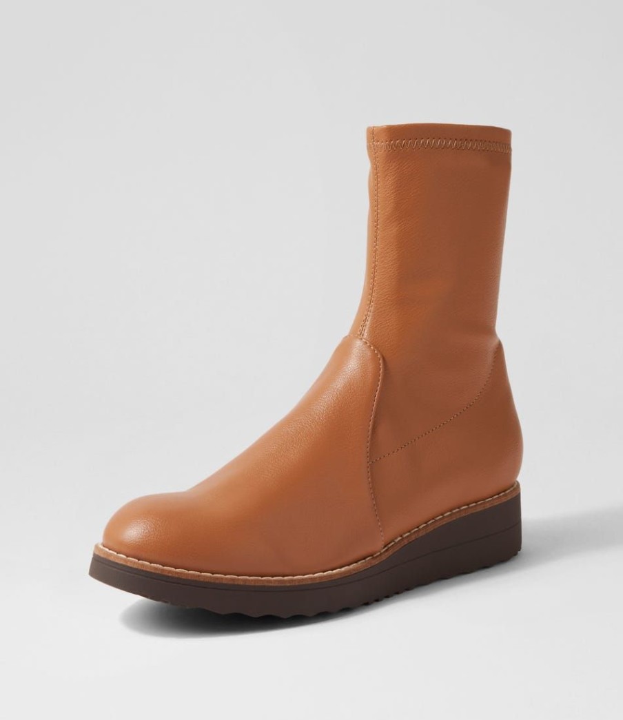 Shoes TOP END | Olissar Tan Choc Stretch Ankle Boots