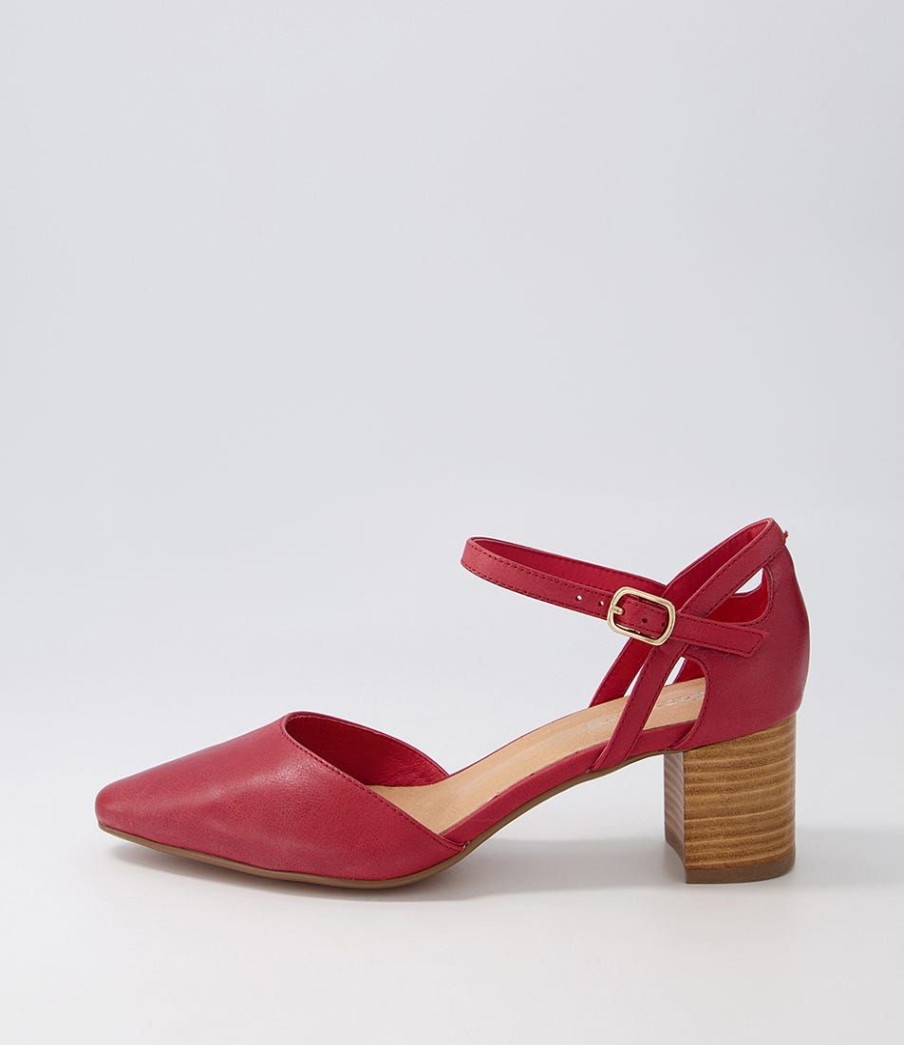 Shoes DIANA FERRARI | Loctavia Deep Red Natural Heel Leather Heels