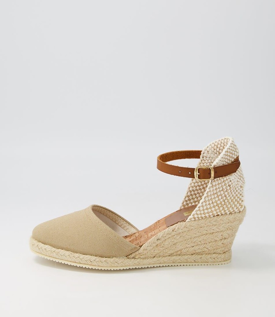 Shoes DIANA FERRARI | Taloria Taupe Recycled Canvas Wedges