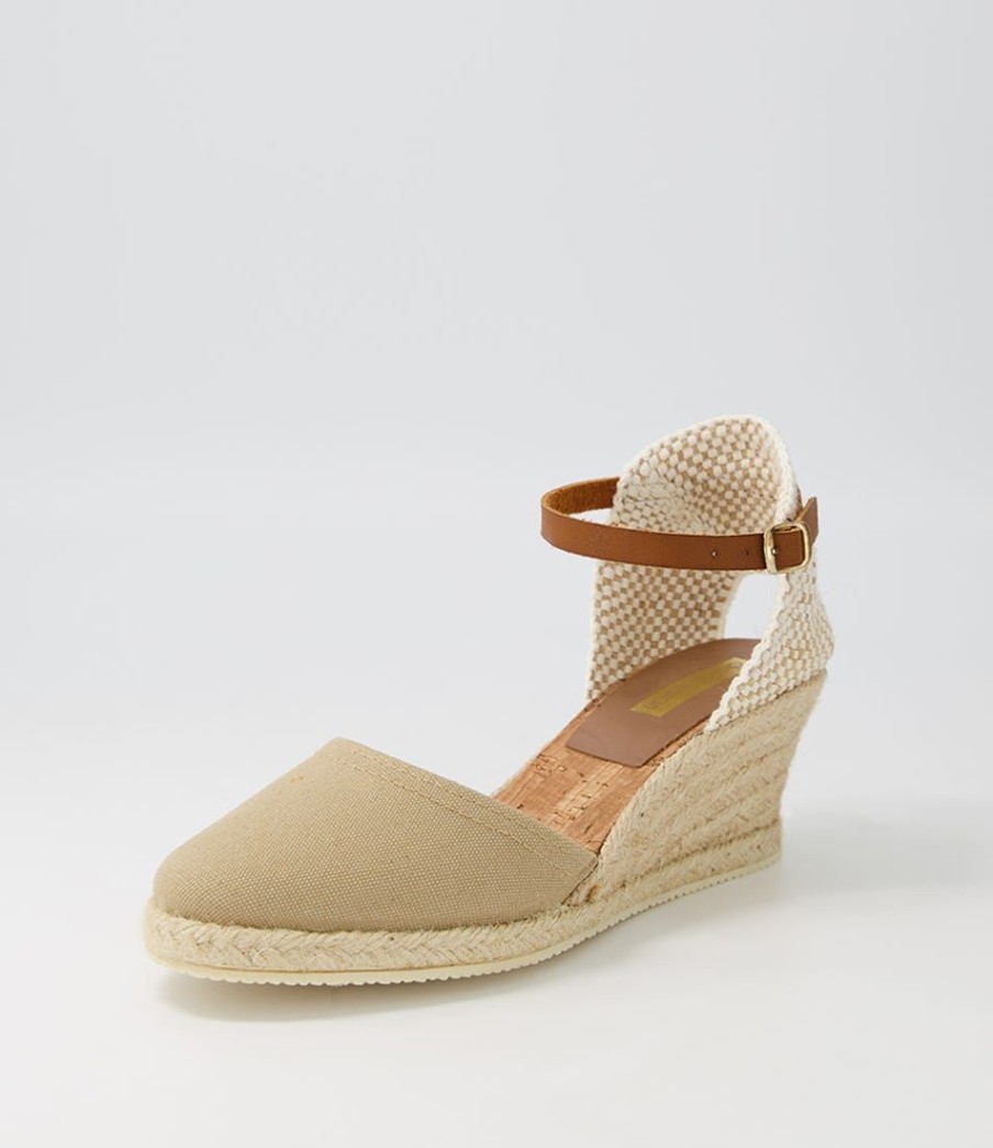 Shoes DIANA FERRARI | Taloria Taupe Recycled Canvas Wedges