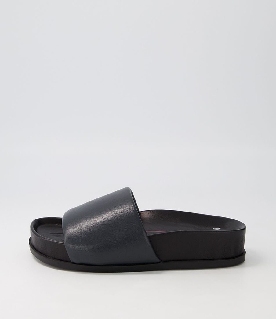 Shoes MOLLINI | Camille Navy Black Leather Slides