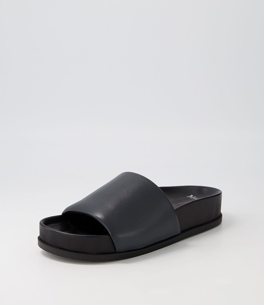 Shoes MOLLINI | Camille Navy Black Leather Slides