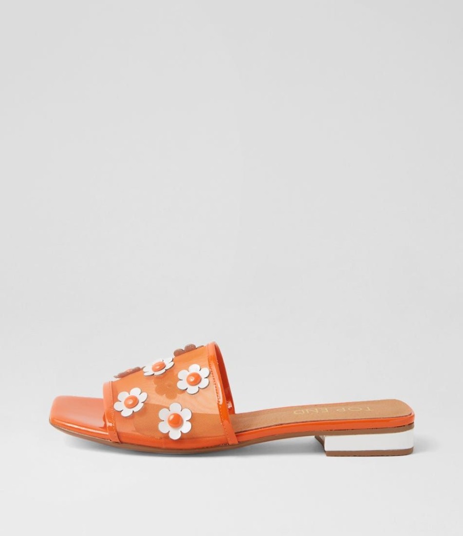 Shoes TOP END | Klasse Orange White Patent Multi Slides