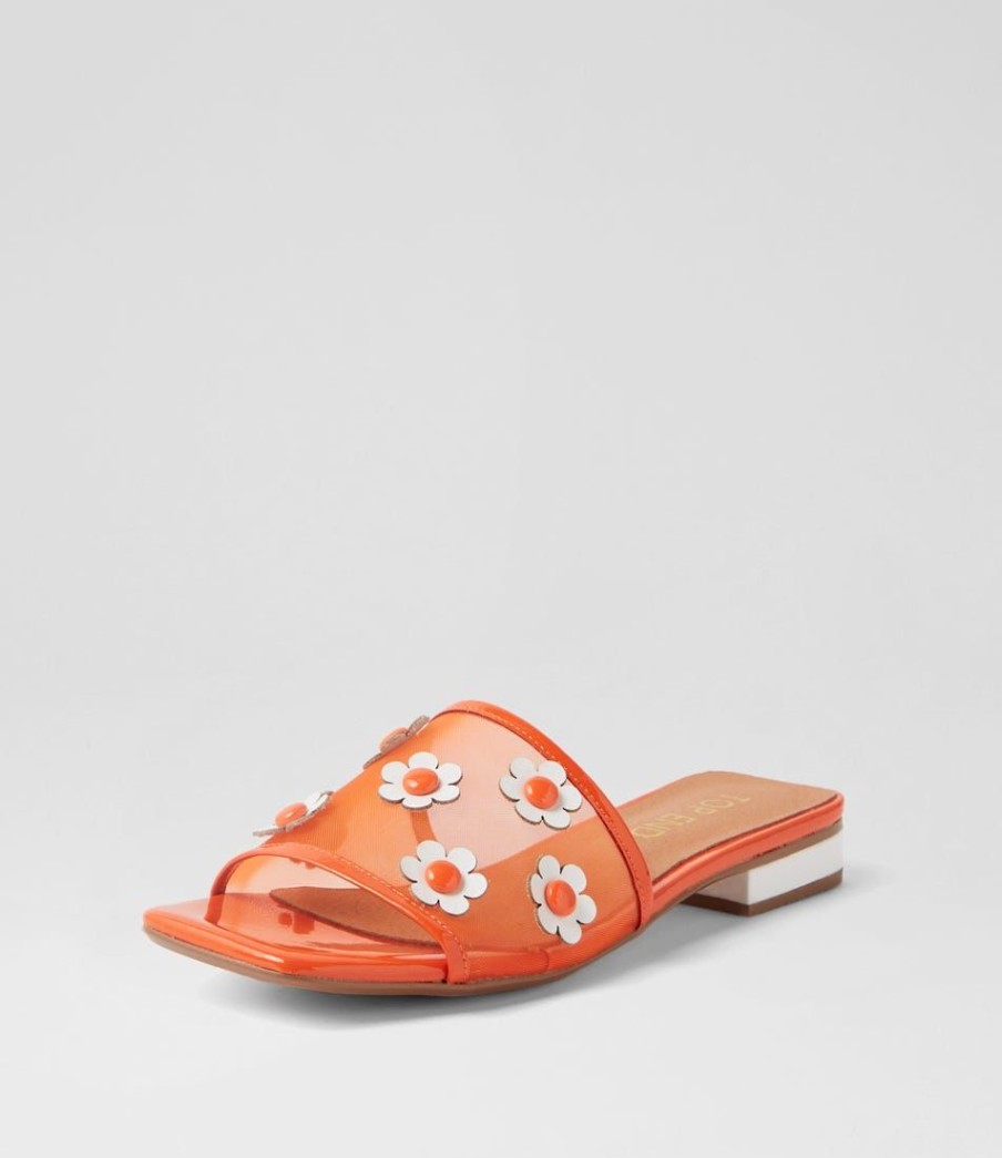 Shoes TOP END | Klasse Orange White Patent Multi Slides