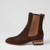 Shoes DJANGO & JULIETTE | Feyza Choc Bronze Suede Elastic Ankle Boots