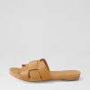 Shoes DJANGO & JULIETTE | Jeddaly Dark Tan Leather Elastic Slides