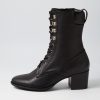 Shoes DJANGO & JULIETTE | Murna Black Leather Lace Up Boots