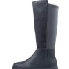 Shoes ZIERA | Monaka W Navy Leather Stretch Knee High Boots