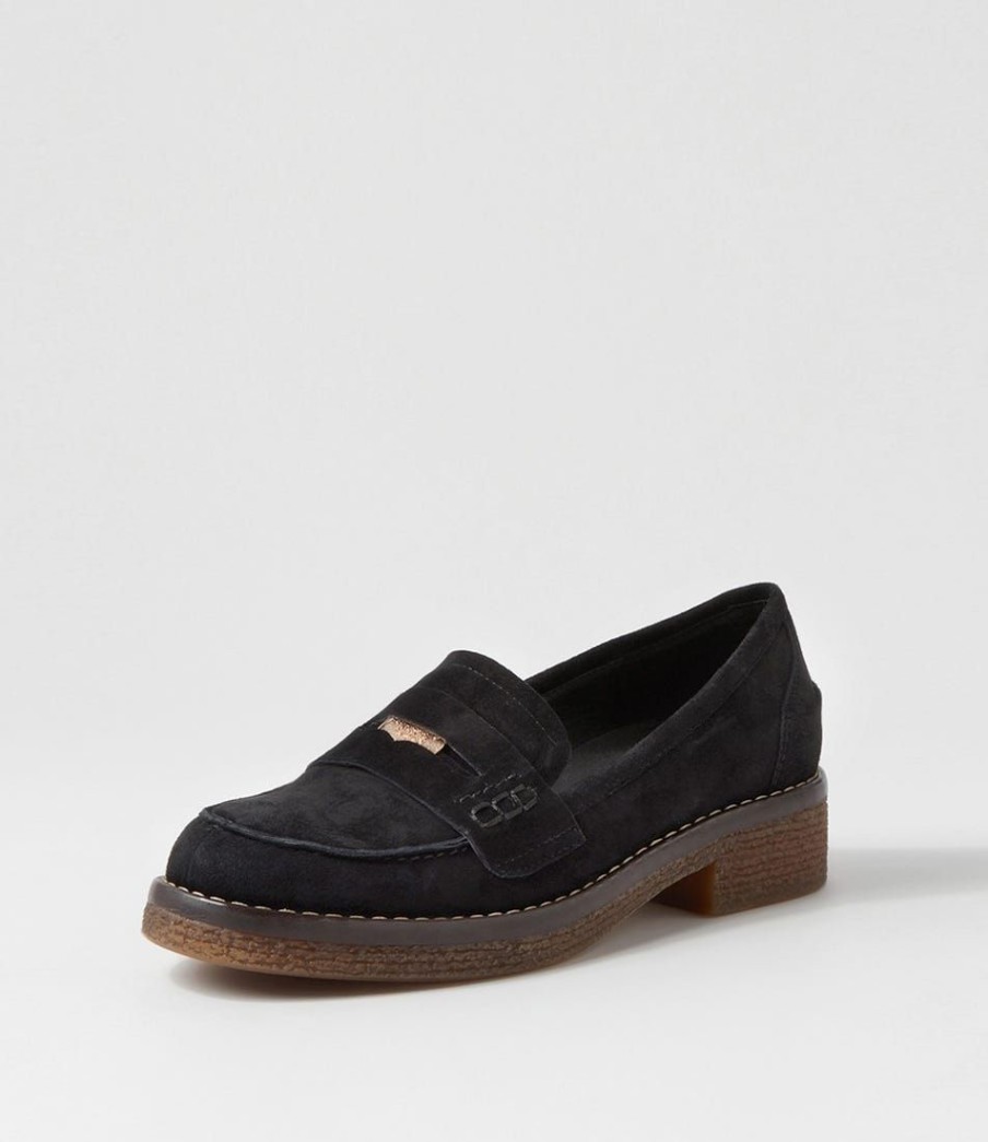 Shoes DJANGO & JULIETTE | Gulfa Black Suede Loafers