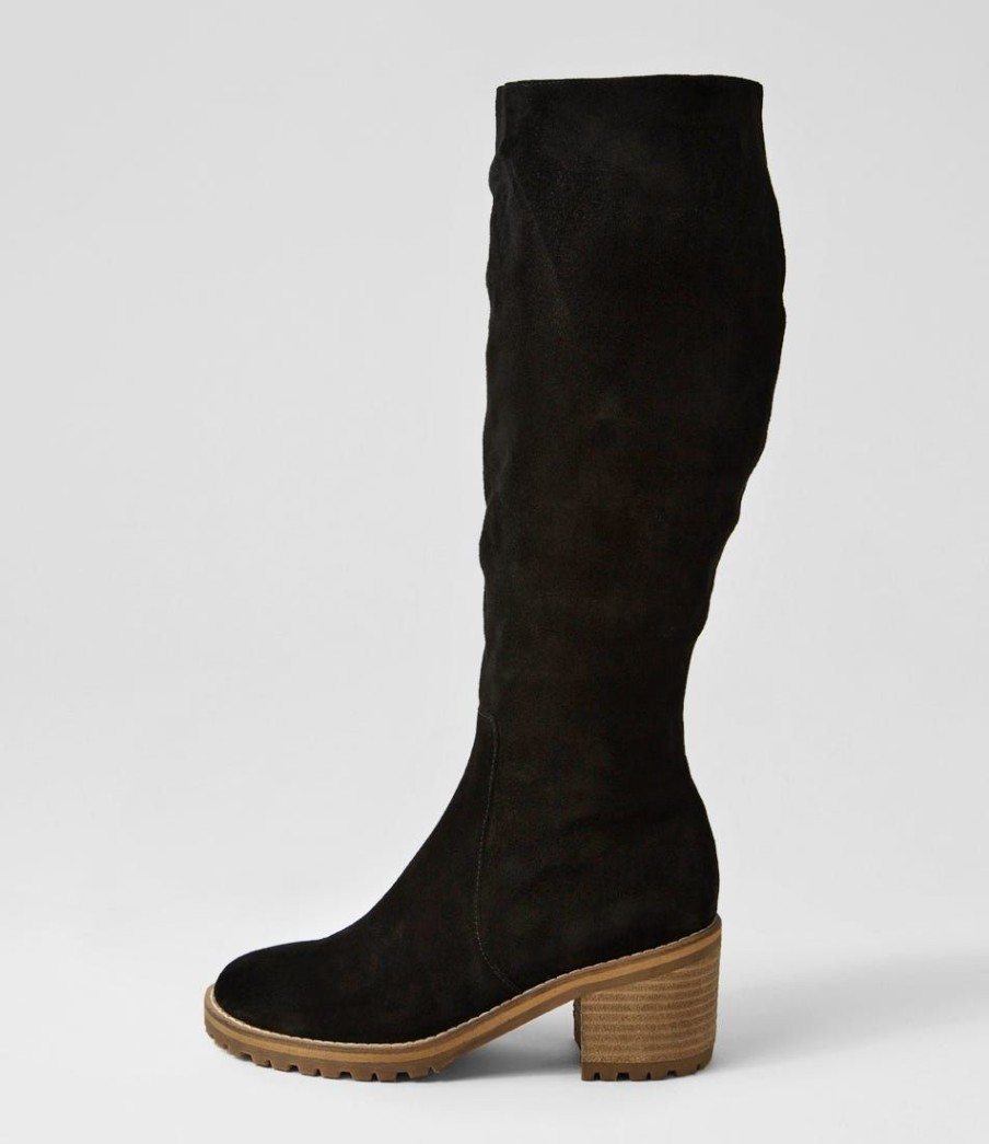 Shoes MOLLINI | Balt Black Natural Heel Suede Knee High Boots